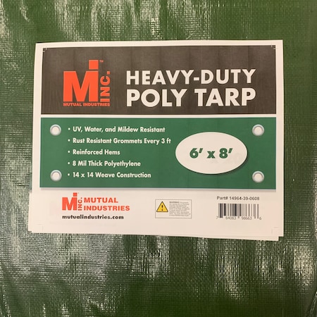 Mutual Industries Tarp, Green, Polyethlene 14964-39-0608